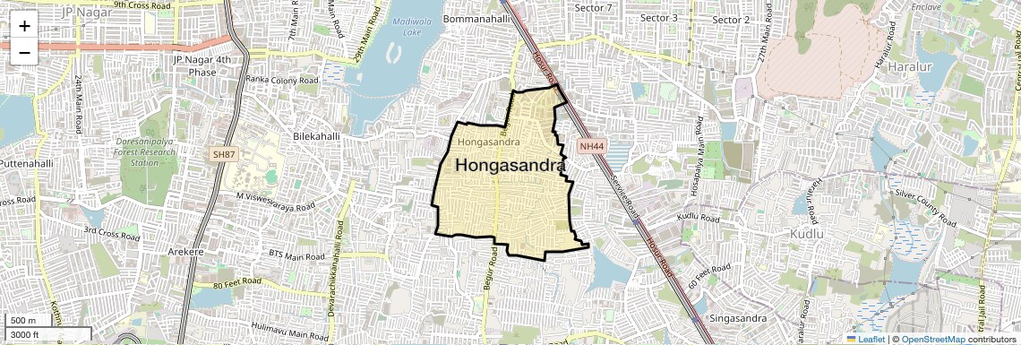 Location Map of Hongasandra, Bangalore