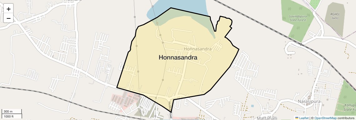Location Map of Honnasandra, Bangalore