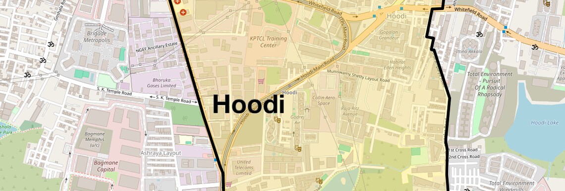 Location Map of Hoodi, Bangalore
