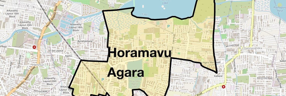 Location Map of Horamavu Agara, Bangalore