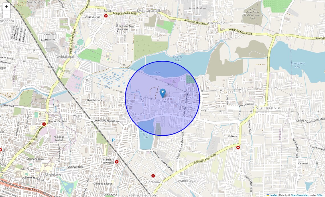 Location Map of Horamavu Agara, Bangalore