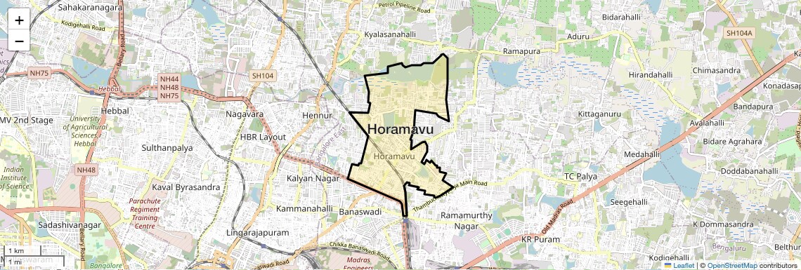Location Map of Horamavu, Bangalore
