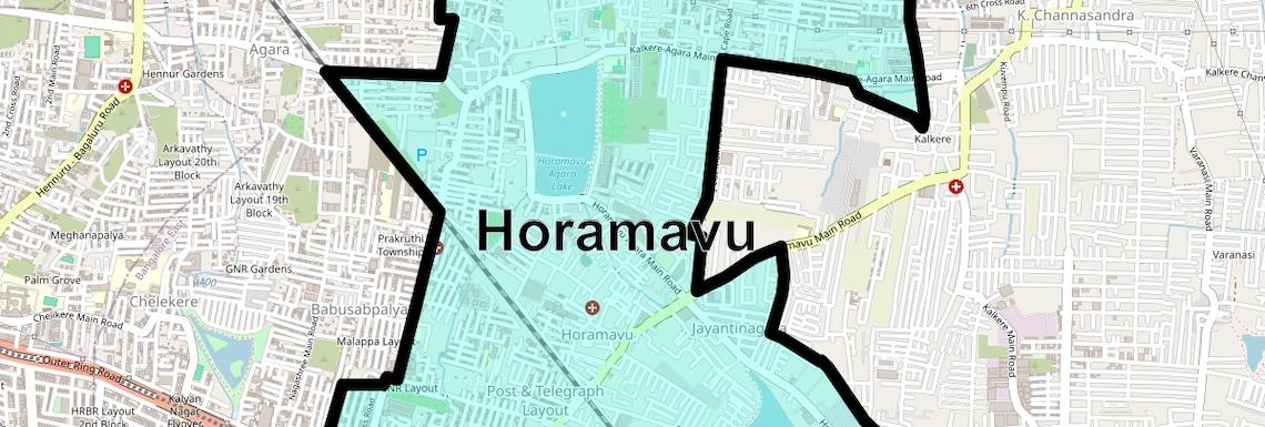Location Map of Horamavu, Bangalore