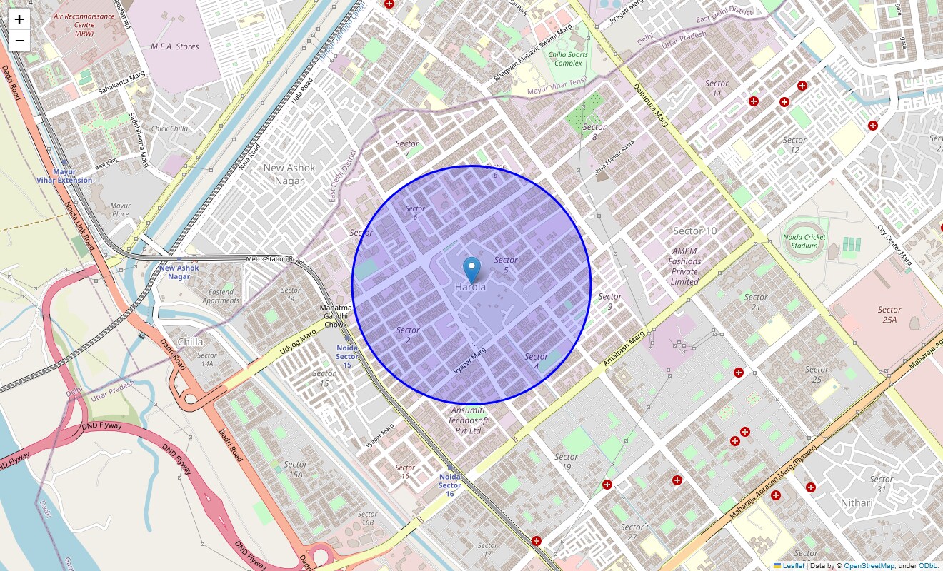 Location Map of Horola, Noida