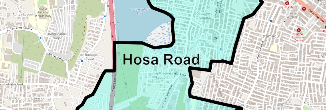 Location Map of Hosa Road, Bangalore