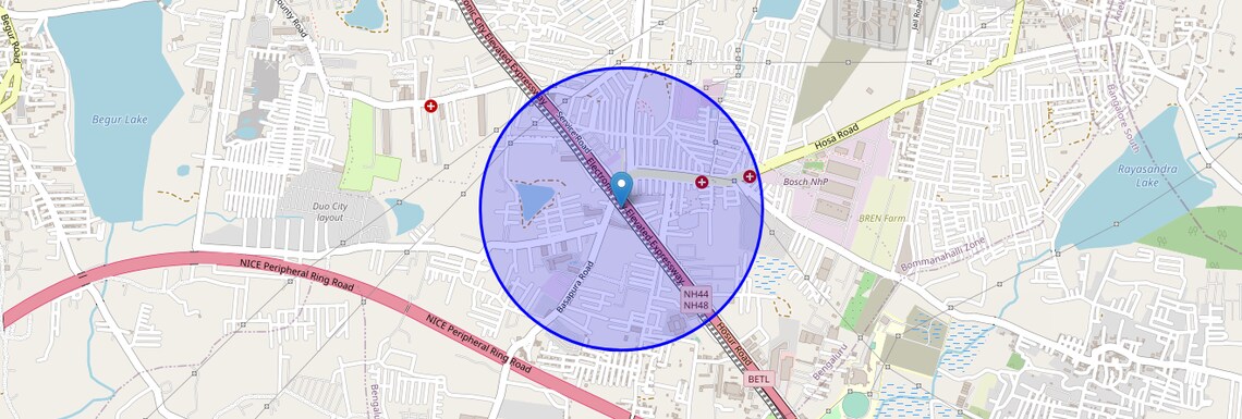 Location Map of Hosa Road Junction, Bangalore
