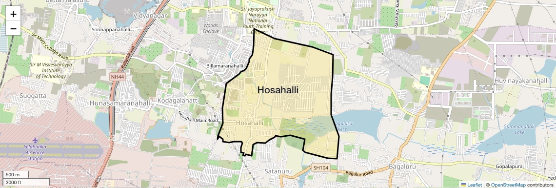Location Map of Hosahalli, Bangalore