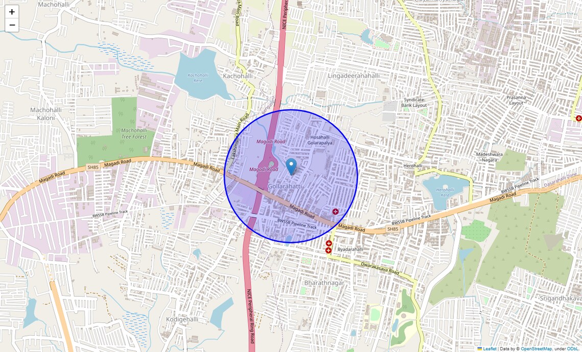 Location Map of Hosahalli Gollarapalya, Bangalore