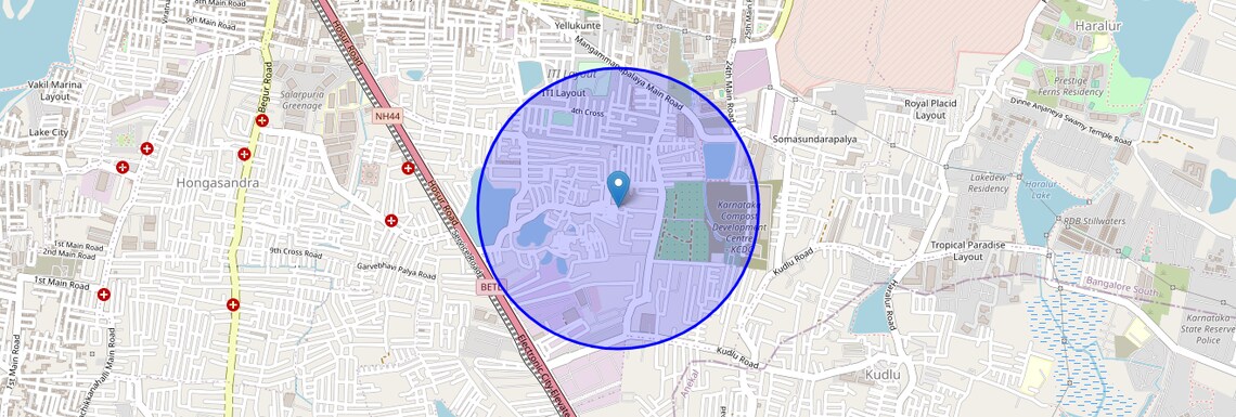 Location Map of Hosapalya, Bangalore