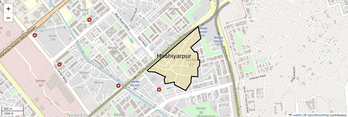 Location Map of Hoshiyarpur, Noida