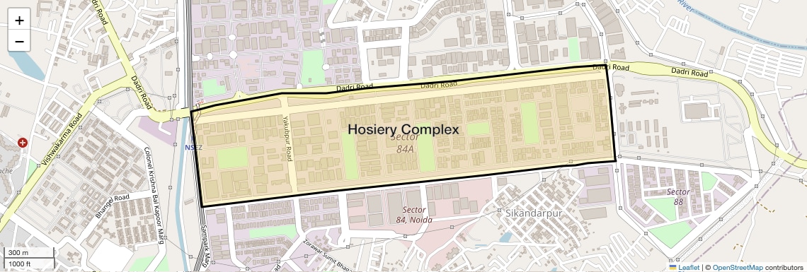 Location Map of Hosiery Complex, Noida
