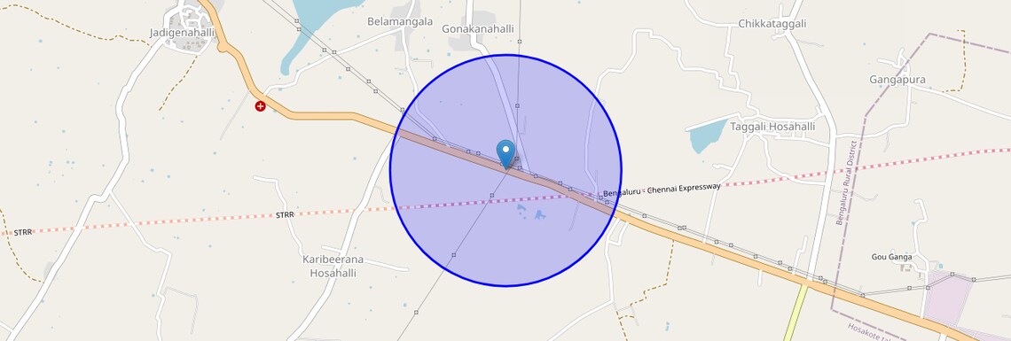 Location Map of Hoskote Malur Road, Bangalore