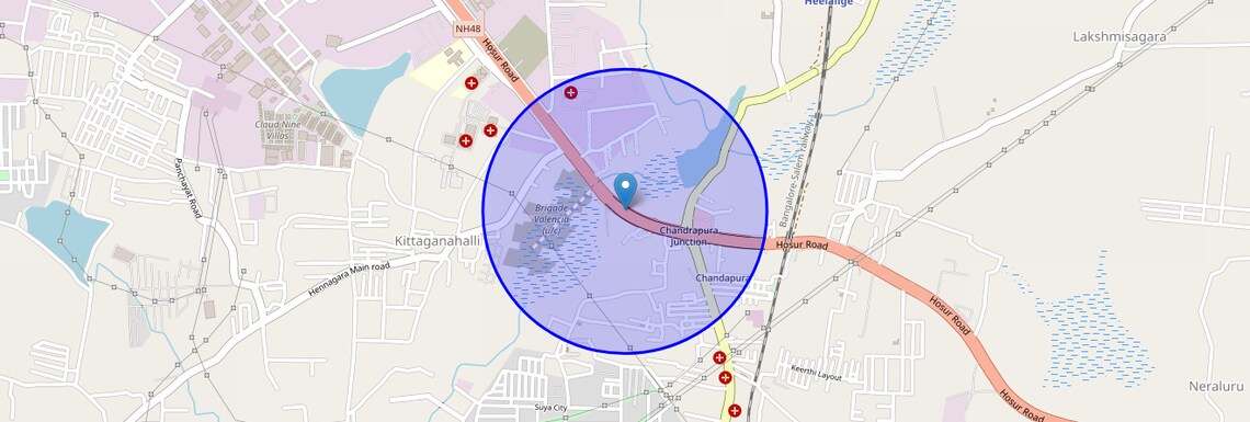 Location Map of Hosur Road, Bangalore