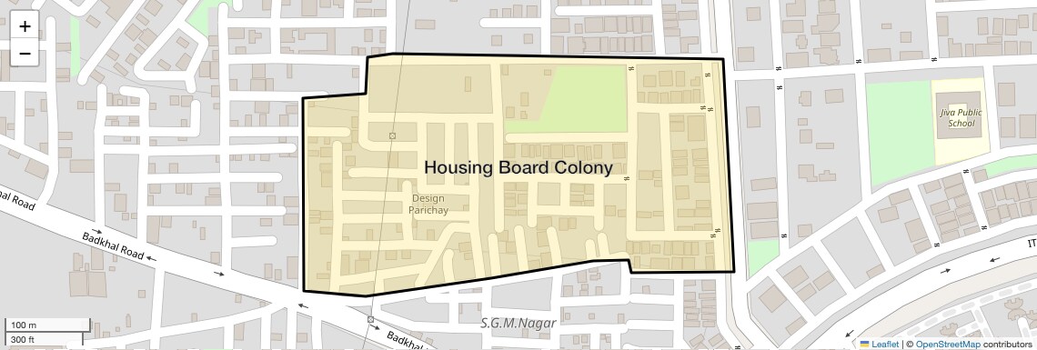 Location Map of Housing Board Colony, Faridabad