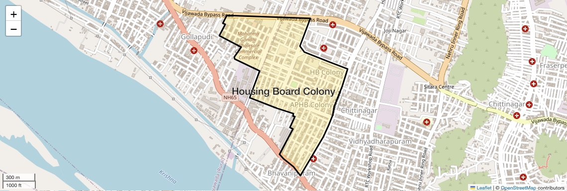 Location Map of Housing Board Colony, Vijayawada