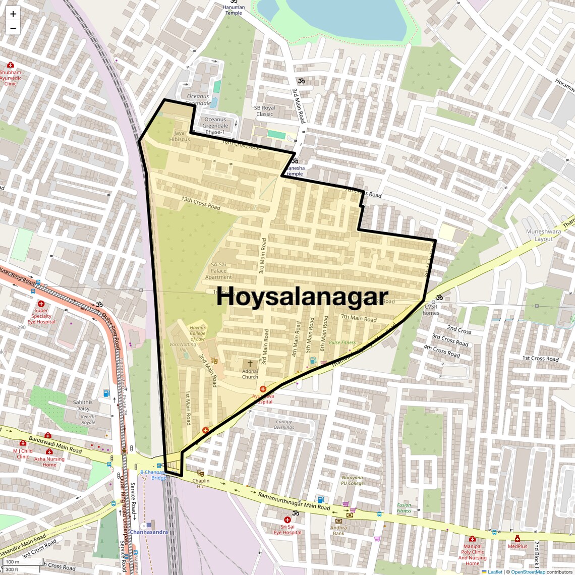 Location Map of Hoysalanagar, Bangalore
