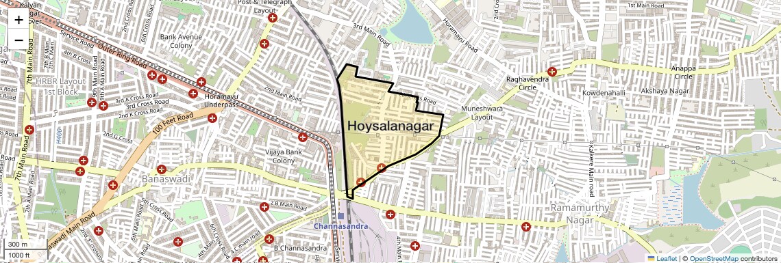 Location Map of Hoysalanagar, Bangalore