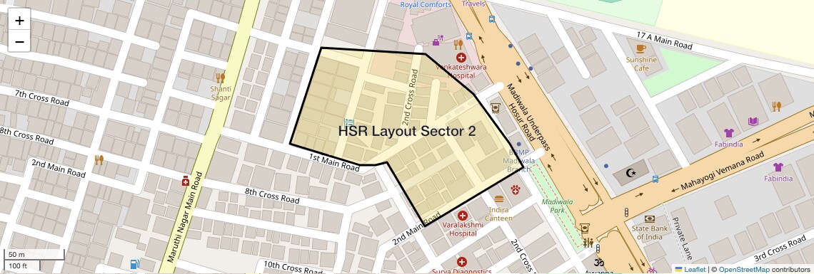 Location Map of HSR Layout Sector 2, Bangalore