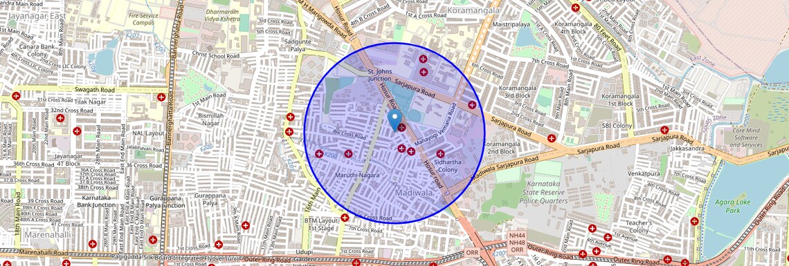 Location Map of HSR Layout Sector 2, Bangalore