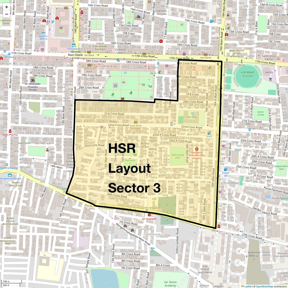Location Map of Hsr Layout Sector 3, Bangalore