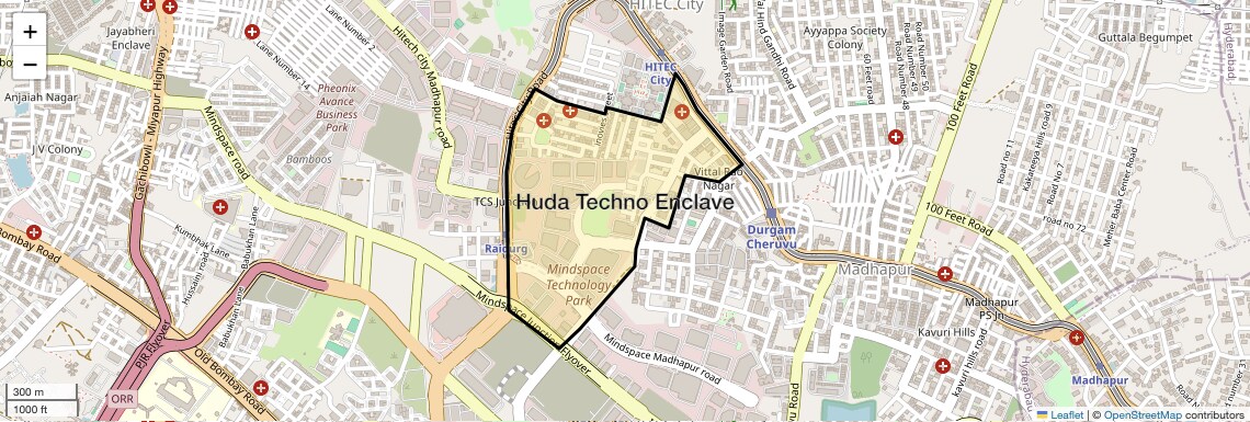 Location Map of Huda Techno Enclave, Hyderabad