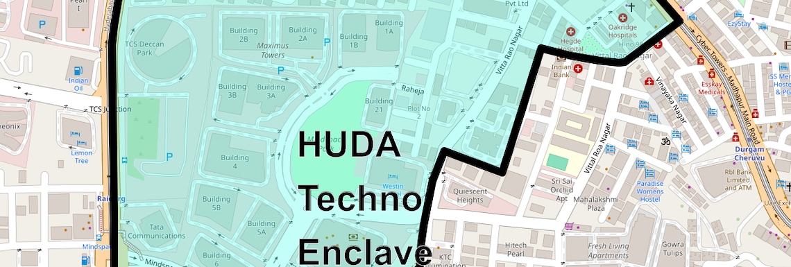 Location Map of Huda Techno Enclave, Hyderabad