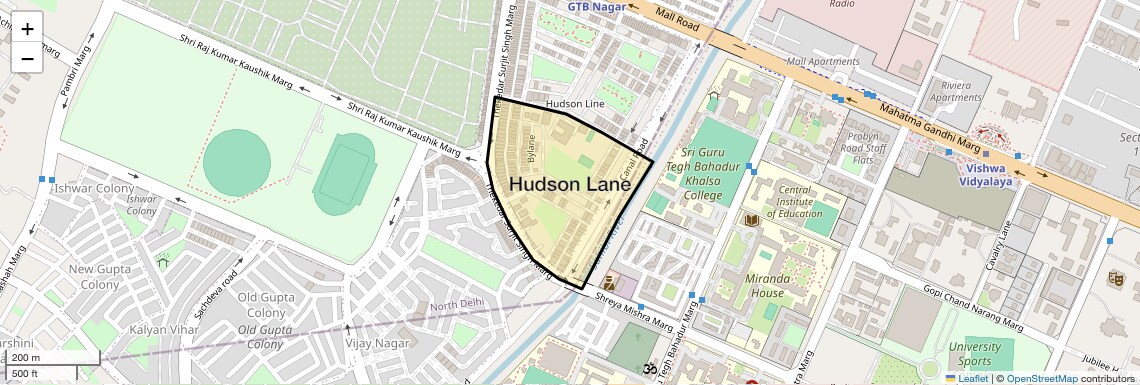 Location Map of Hudson Lane, Delhi