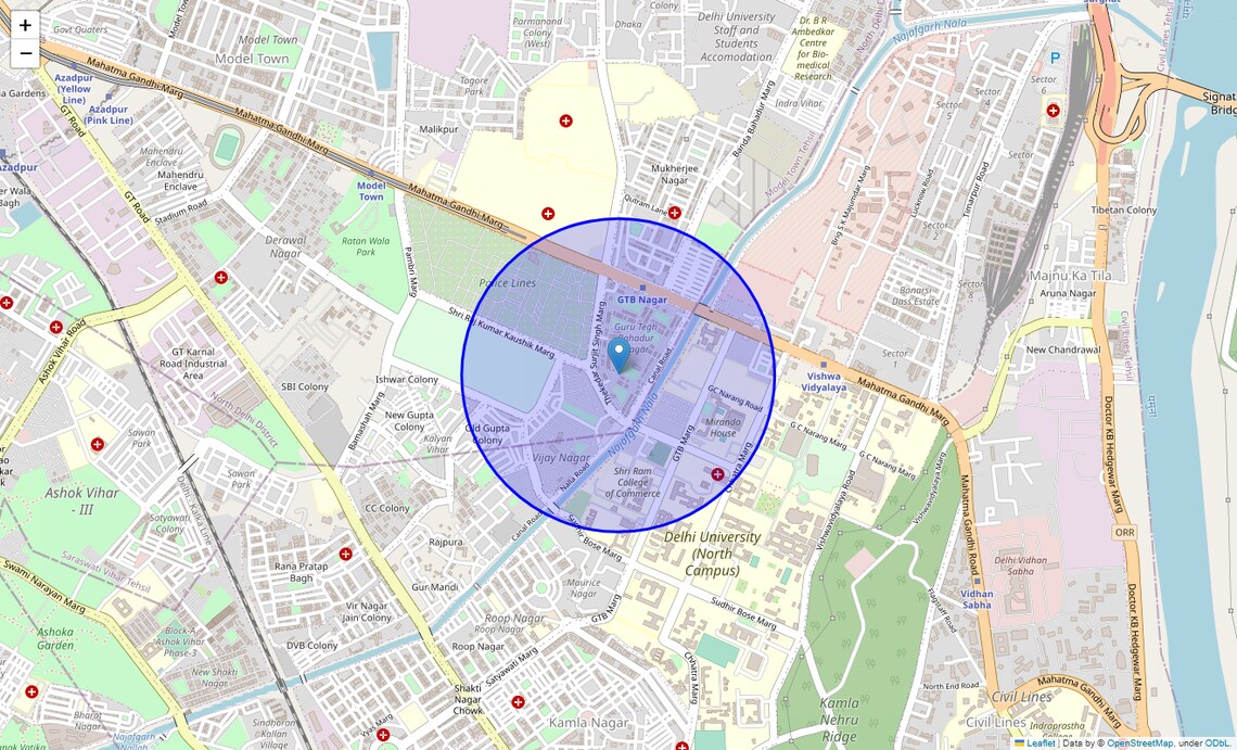 Location Map of Hudson Lane, Delhi