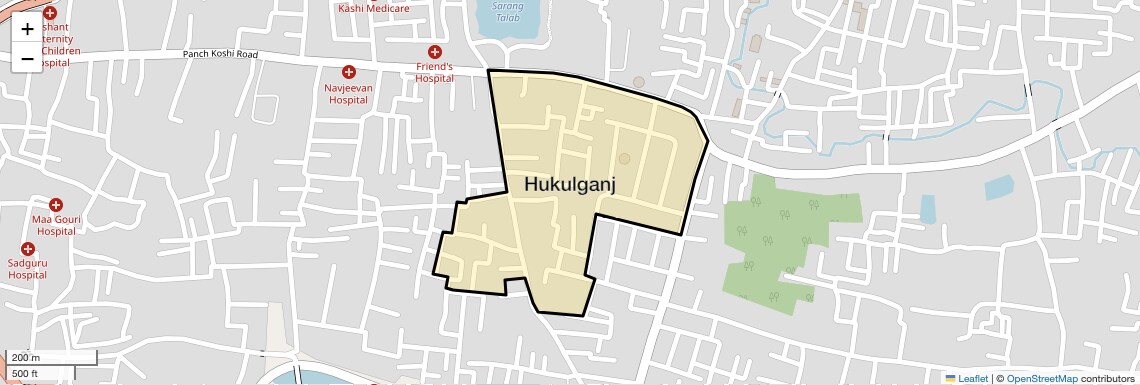 Location Map of Hukulganj, Varanasi