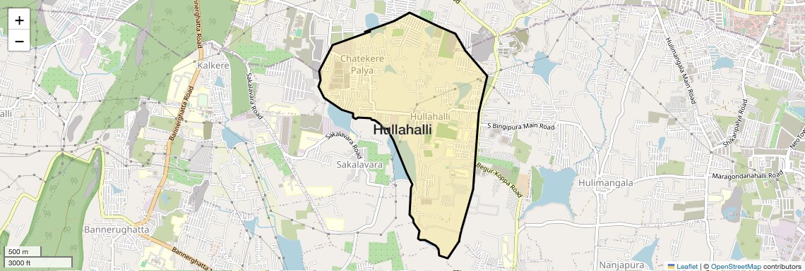 Location Map of Hullahalli, Bangalore