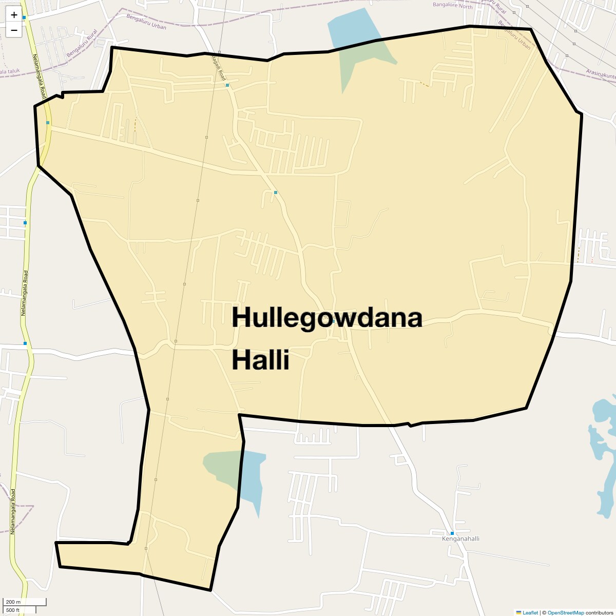 Location Map of Hullegowdana Halli, Bangalore