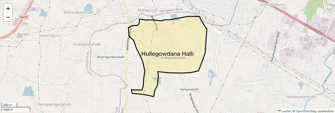 Location Map of Hullegowdana Halli, Bangalore