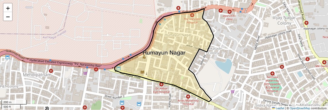 Location Map of Humayun Nagar, Hyderabad
