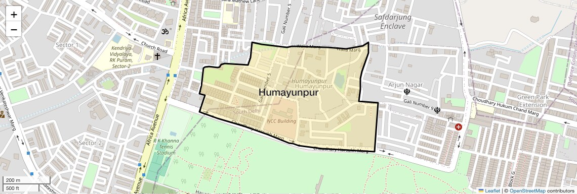 Location Map of Humayunpur, Delhi