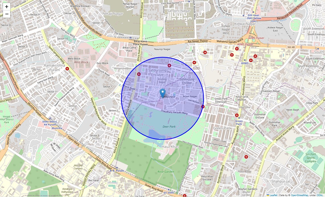 Location Map of Humayunpur, Delhi