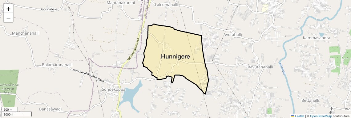 Location Map of Hunnigere, Bangalore