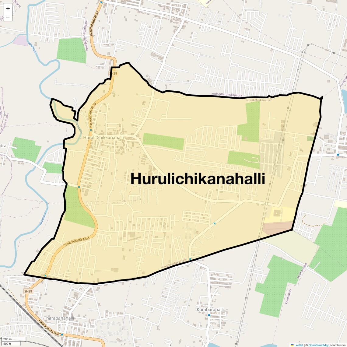 Location Map of Hurulichikanahalli, Bangalore