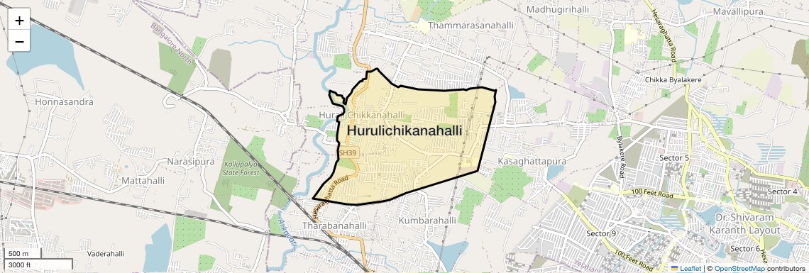 Location Map of Hurulichikanahalli, Bangalore