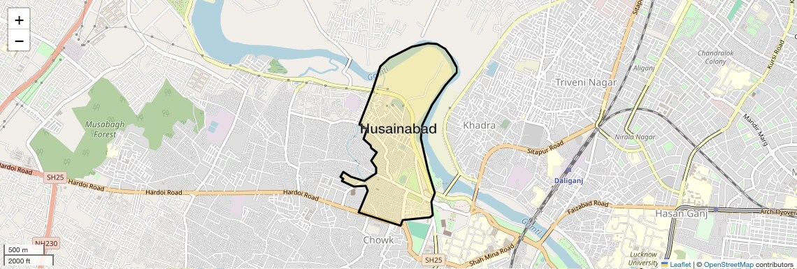 Location Map of Husainabad, Lucknow