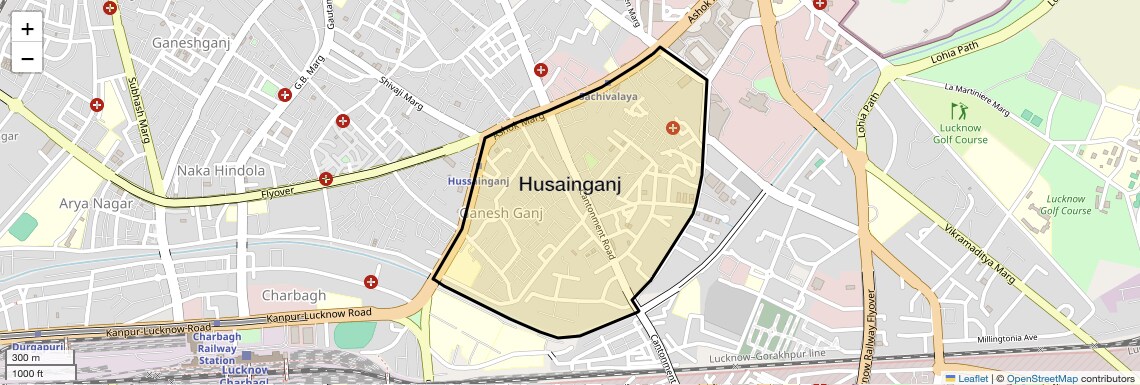 Location Map of Husainganj, Lucknow