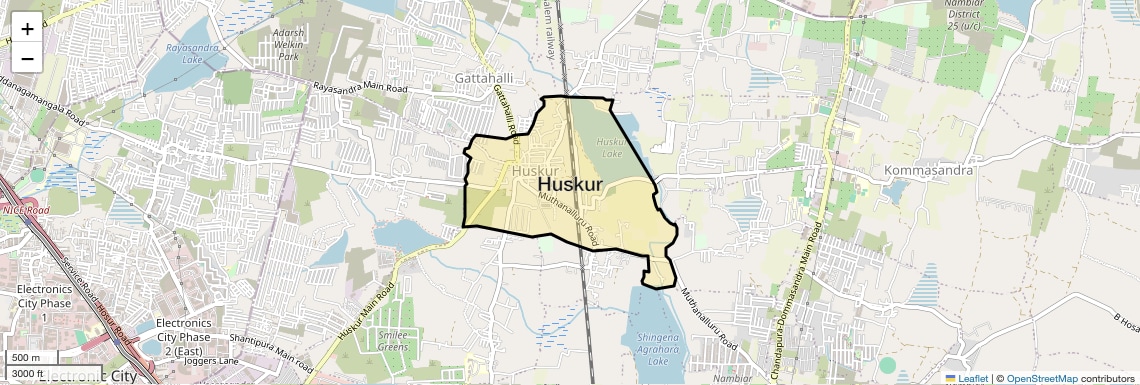 Location Map of Huskur, Bangalore