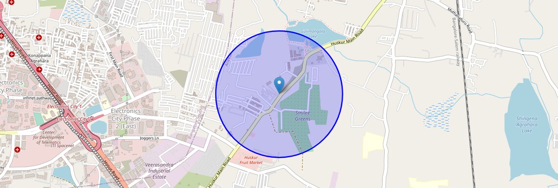 Location Map of Huskur Road, Bangalore