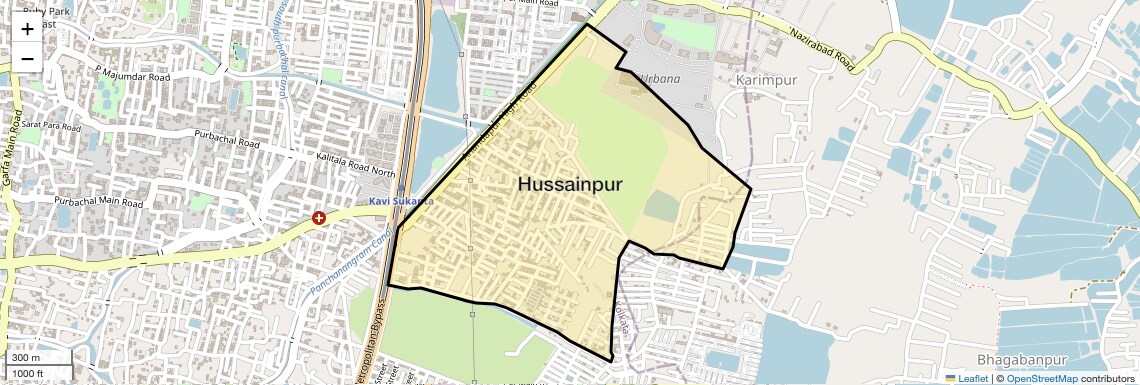 Location Map of Hussainpur, Kolkata