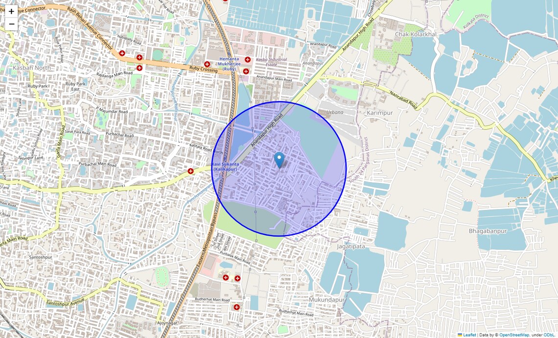 Location Map of Hussainpur, Kolkata