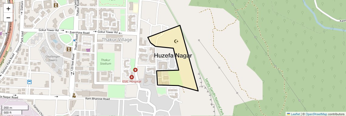 Location Map of Huzefa Nagar, Mumbai