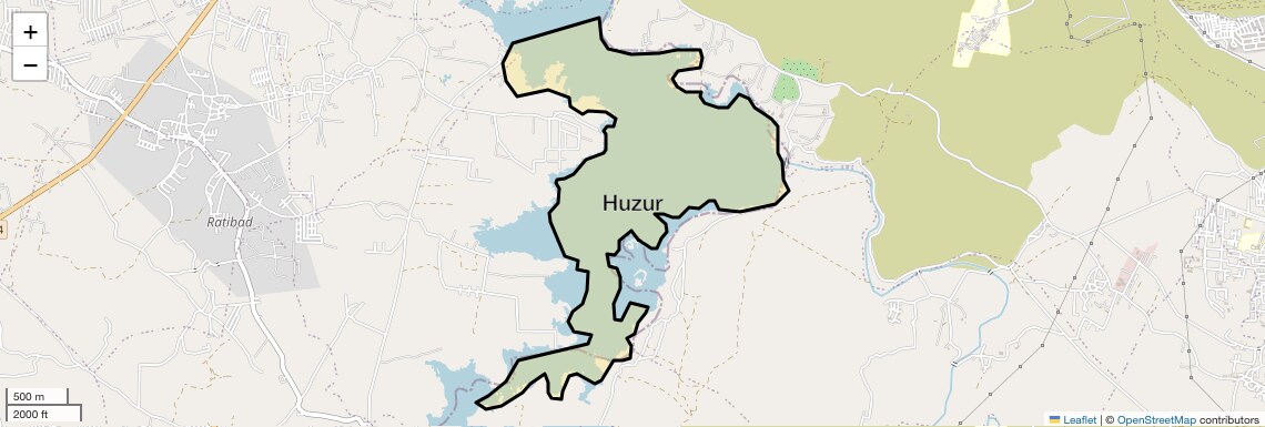 Location Map of Huzur, Bhopal