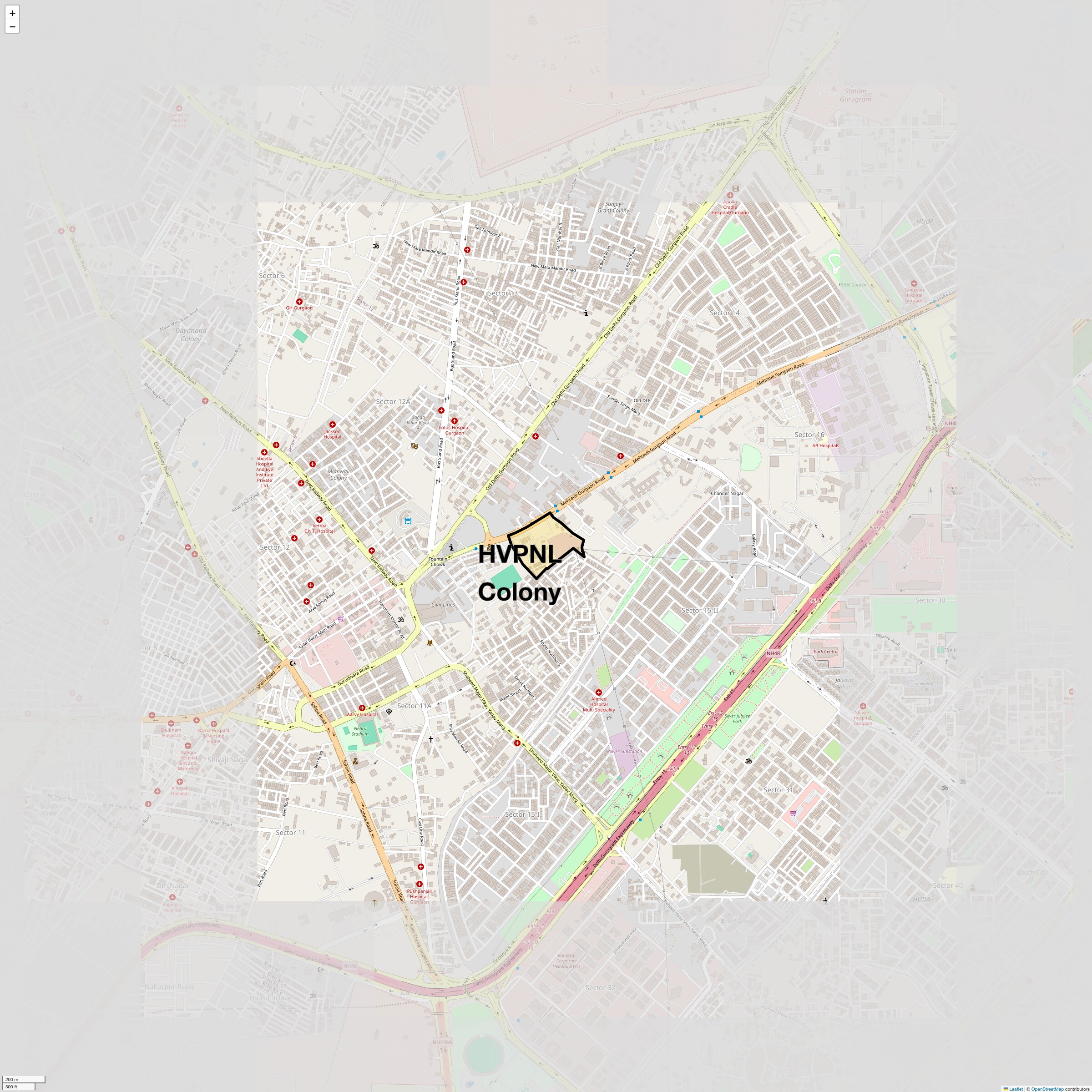Location Map of Hvpnl Colony, Gurgaon