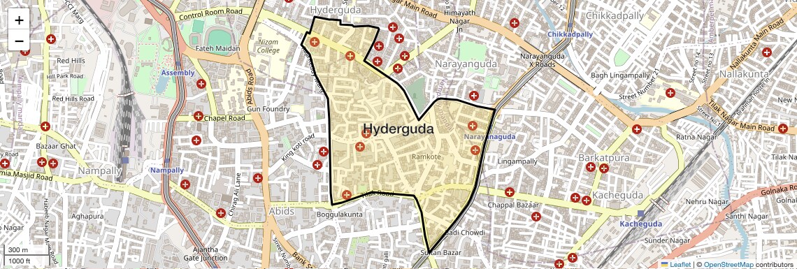Location Map of Hyderguda, Hyderabad