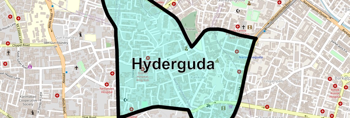 Location Map of Hyderguda, Hyderabad
