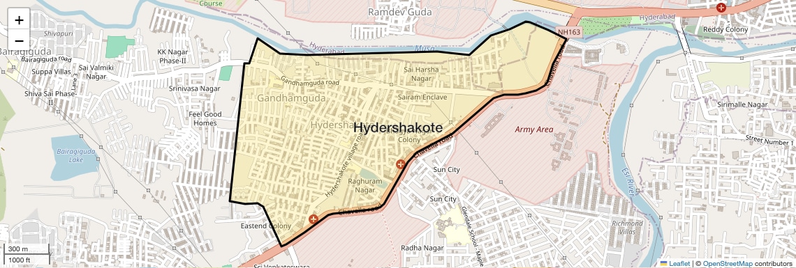 Location Map of Hydershakote, Hyderabad